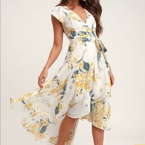 Lulus French Countryside White and Yellow Dress